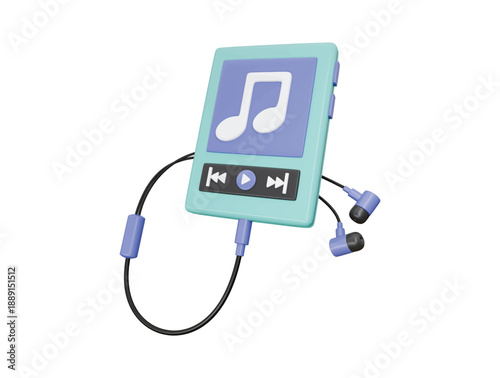 a music player and headphones icon 3d illustration
