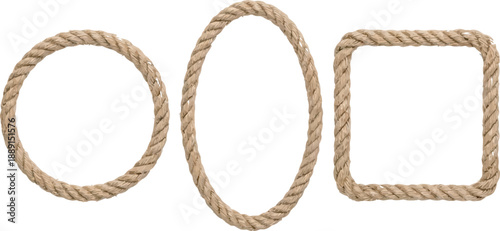 Shapes of Resilience: A trio of textured rope frames, each embodying strength and structure with circular, oval, and square designs.