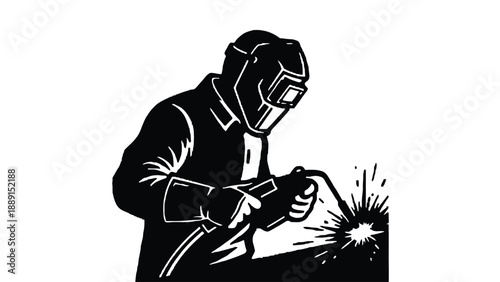 A skilled welder wearing protective gear working with a blowtorch