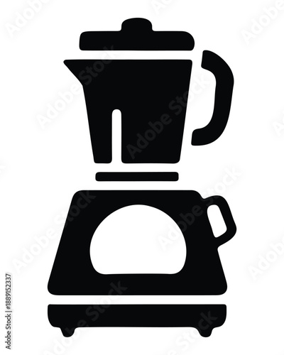 Blender Icon of Kitchen Electric Mixer and Food Processor Vector Silhouette