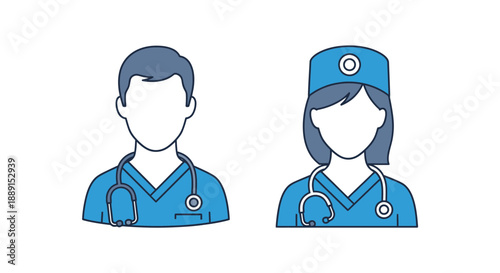 Doctor and Nurse Icons – Medical Staff Avatars for Healthcare, Hospital & Clinic Design