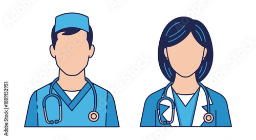 Doctor and Nurse Icons – Medical Staff Avatars for Healthcare, Hospital & Clinic Design