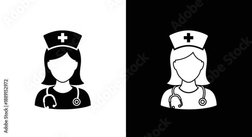 Doctor and Nurse Icons – Medical Healthcare Staff Silhouette Avatars for Hospital & Clinic Design