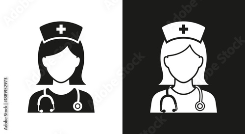 Doctor and Nurse Silhouette Icons – Medical Professional Symbols for Healthcare Design