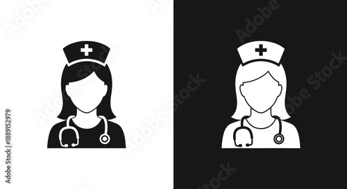 Doctor and Nurse Silhouette Icons – Medical Professional Symbols for Healthcare Design