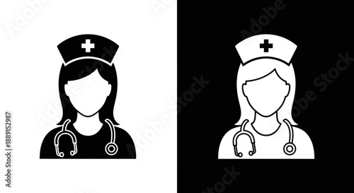 Doctor and Nurse Silhouette Icons – Medical Professional Symbols for Healthcare Design