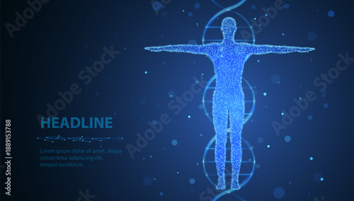 Human DNA. Medical technology, gene evolution, cellular health, nervous system, DNA research, molecular biotechnology, genetic research, biological cloning, scientific biochemistry concept

