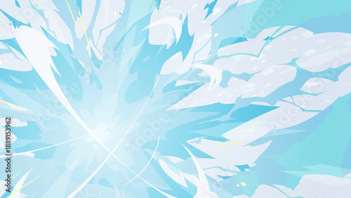 爆発のエフェクトが広がる背景イラスト_水色_16:9