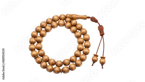 Golden prayer beads isolated on transparent background