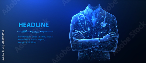 Digital online AI doctor. Healthcare system, hospital medicine tech, virtual doctor, medical assistant, innovation medicine, artificial intelligence, healthcare concept.

