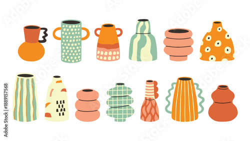 A collection of colorful and unique vases on a white background