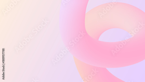 淡いピンクグラデーションの立体チューブ曲線 抽象背景（16:9）