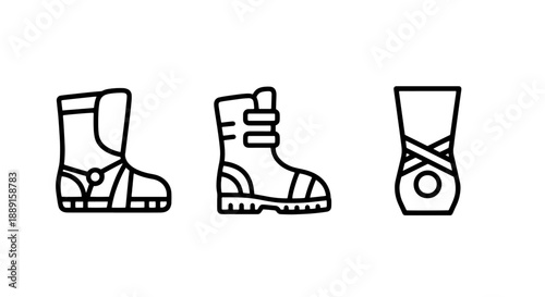 Footwear Icons: Winter Boots, Work Boots, and Ballet Shoes