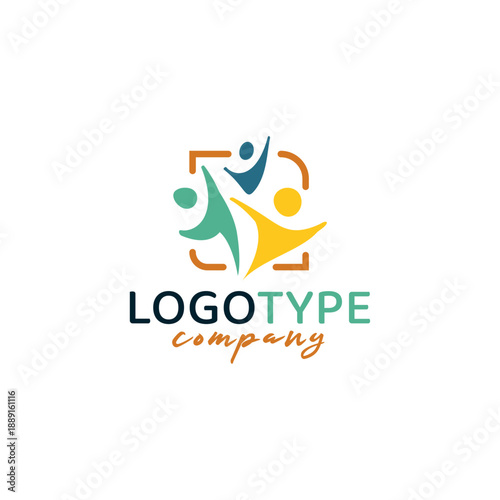 Modern logo with happy people. Original modern logo in vector.	