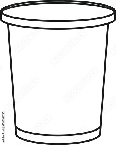 An isolated empty paper trash can and plastic recycling bin container for waste or rubbish management, illustrated as a clean metal bucket object on a white background