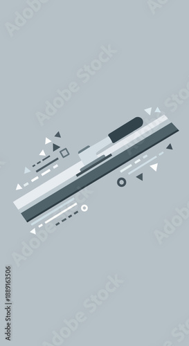Abstract Geometric Squeegee Tool Illustration Flat Design Minimalist