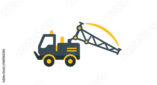 Abstract Minimalist Crane Vehicle Icon Industrial Construction Machine