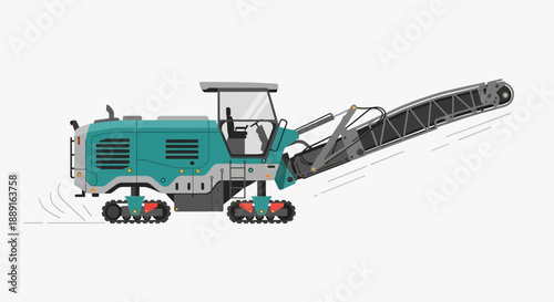 Advanced Asphalt Planer Machine Working On Site Heavy Construction Equipment
