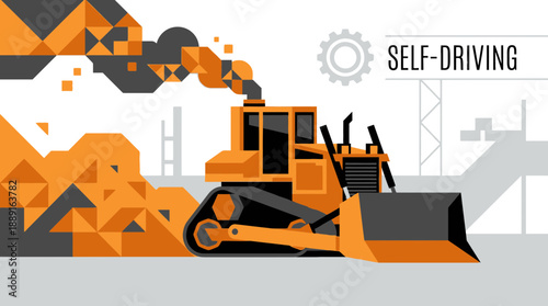 Advanced Autonomous Bulldozer In Motion Construction Site Technology