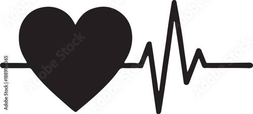 Heartbeat and heart pulse vector illustration with cardiogram lines for medical, healthcare, and health use.