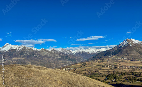 Canvastavla Peak aerial view from Puy de Manse mountain Hautes-Alpes, France