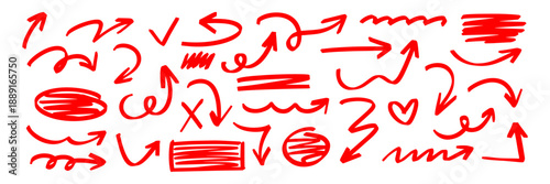 Sketchy marker elements on paper with subtle highlight shine, flowing arrow forms and underline line details, hand drawn marker style.
