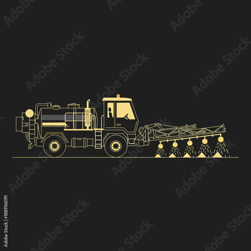 Agricultural Sprayer Machine Icon Detailed Outline Industrial Vehicle Illustration