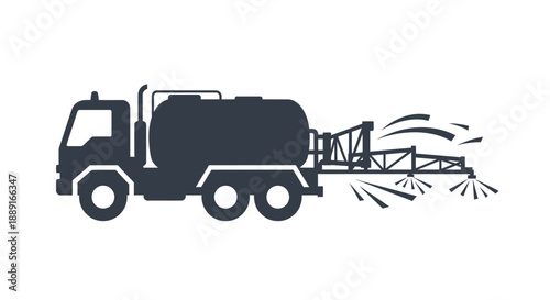 Agricultural Sprayer Truck Icon Modern Silhouette For Farming Automation Concepts
