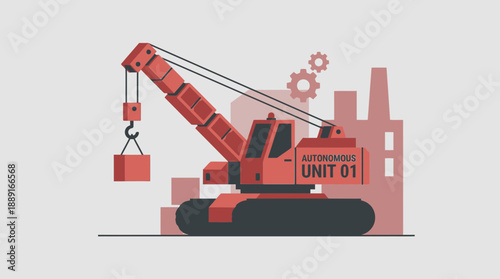 Automated Construction Crane Operates With Precision And Efficiency On Industrial Site