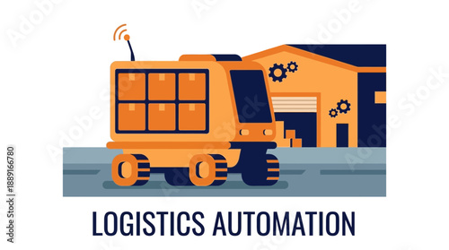 Automated Logistics Vehicle Delivering Packages To Warehouse