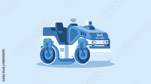 Automated Road Roller Machine Future Construction Vehicle