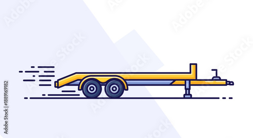 Automotive Trailer Flatbed Transport Vehicle Concept Illustration