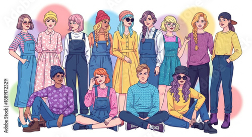 Vector Set of Diverse Female Avatars with Different Ethnicities and Styles