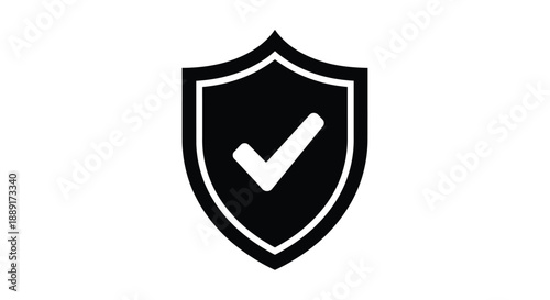 Black shield icon with a white checkmark symbolizing security and validation