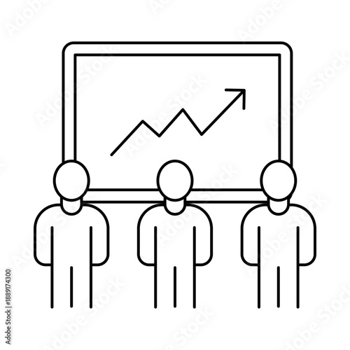 Classroom Presentation with Chart and Audience Line Icon