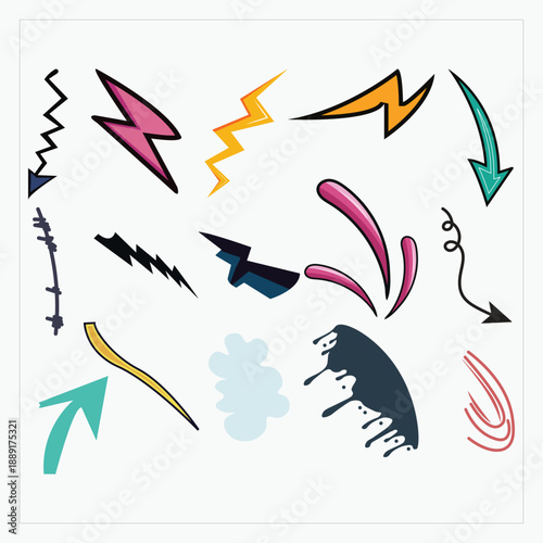 Wallpaper Mural Vibrant Comic Style Abstract Elements and Lightning Bolt Vector Pack Torontodigital.ca