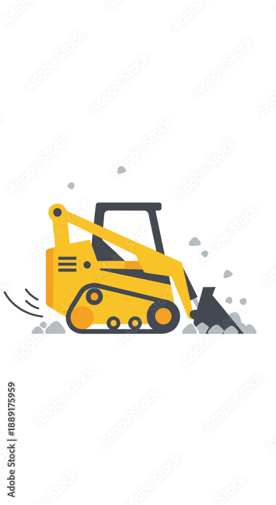 Naklejka premium Compact Construction Vehicle Engaged In Earthmoving Operations