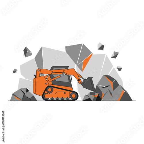 Compact Construction Vehicle Excavating Rocky Terrain for Industrial Projects