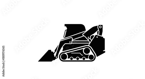 Compact Crawler Loader Silhouette Industrial Construction Equipment Graphic