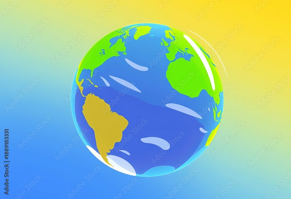 Naklejka premium Flat vector illustration of a spinning globe, perfect for travel or business concepts, round, green
