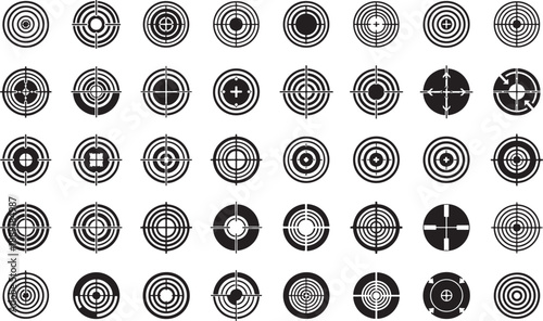 Various black and white target bullseye symbol