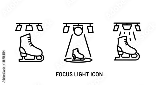 Figure Skating Spotlight Icons: Ice Skates Under Focus Lights