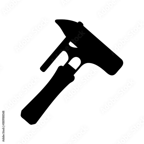 Black silhouette of a lineman's hammer tool against a white backdrop