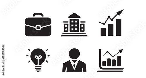 Management small business or company with group of people. Business Growth Icons. Outline icon set of small business