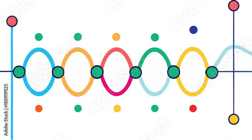 Colorful abstract timeline infographic vector illustration for business process and project roadmap design