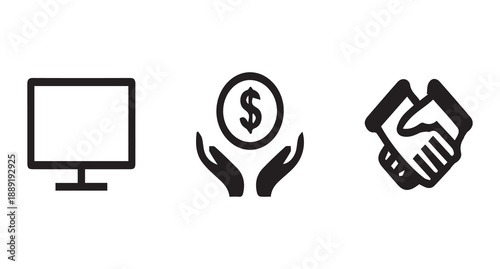 Business and finance icon set collection vector for ui documents websites. Business Growth Icons. Outline icon set of small business