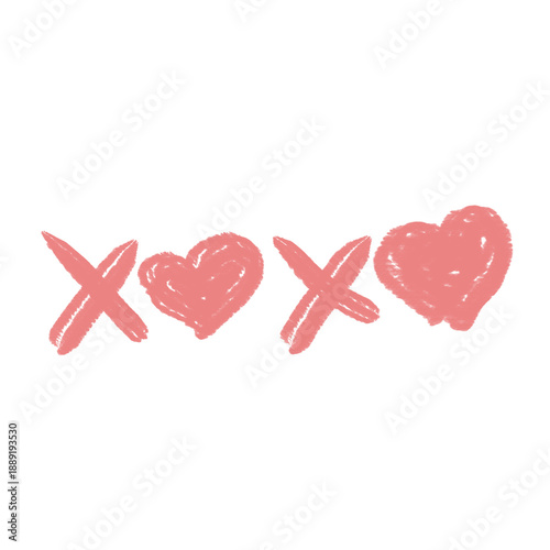 xoxo with pink heart, valentine's day icon
