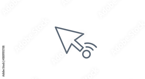 Arrow Cursor Icon with Wireless Signal Indicating Connectivity on Isolated White Background