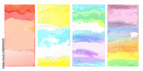 Abstract watercolor stripes in vibrant blended color palettes