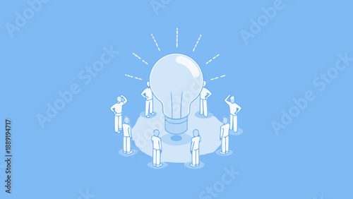 Teamwork illuminates a bright idea with people supporting innovation
